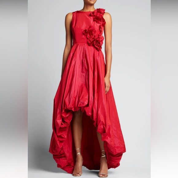 RICKIE FREEMAN FOR TERI JON
High-Low Taffeta Gown w/ Flower Applique - Picture 5 of 7